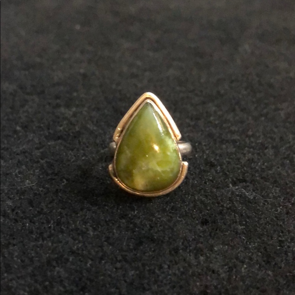 Silver Ring 💍 with Green shaped stone